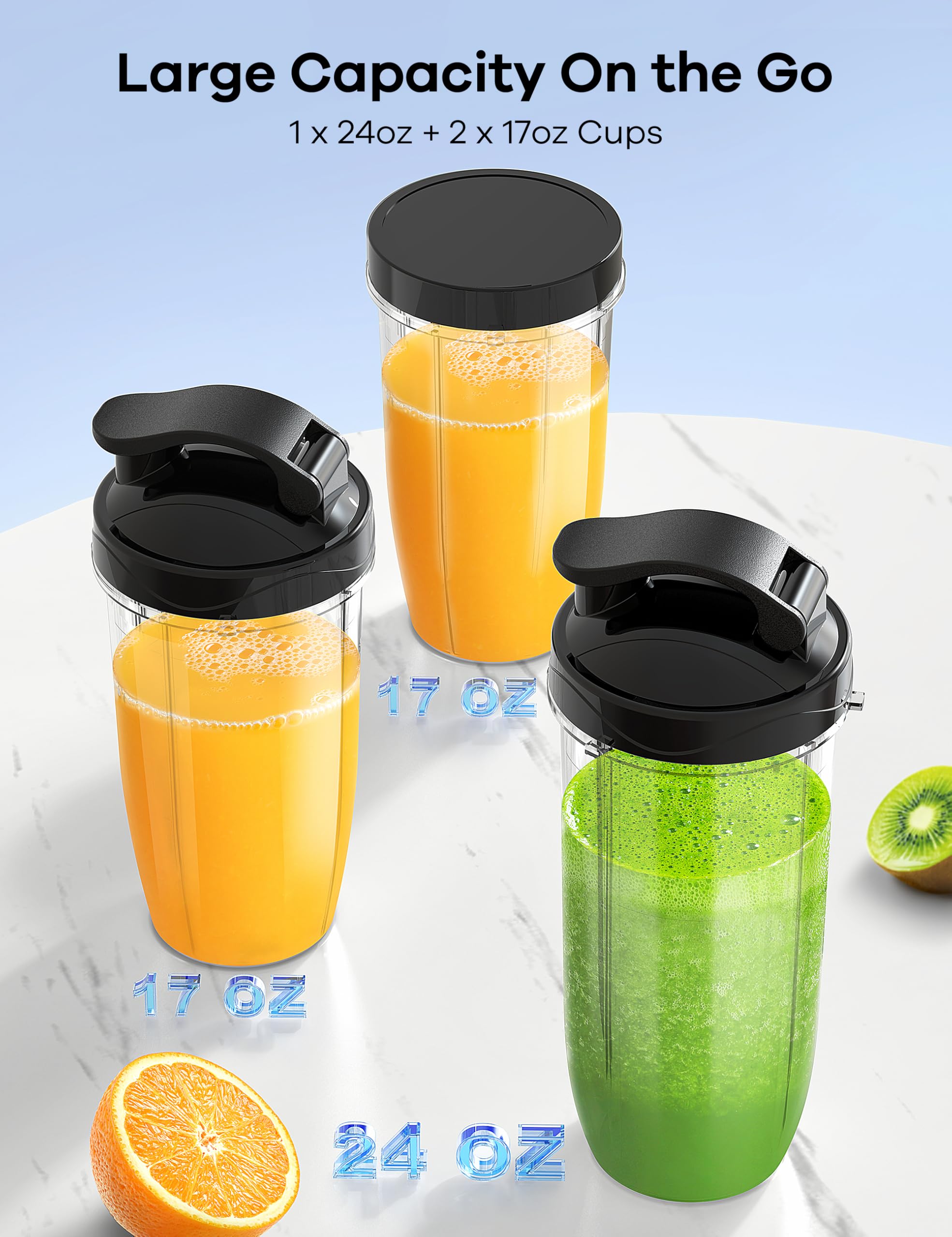 Ganiza stainless steel blades for versatile blending of fruits and greens.