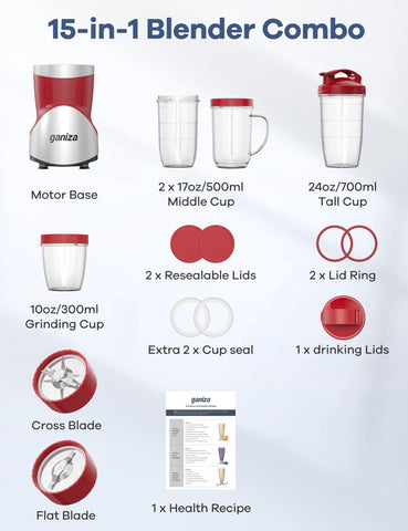 Ganiza dishwasher-safe components simplify cleaning after blending sessions.