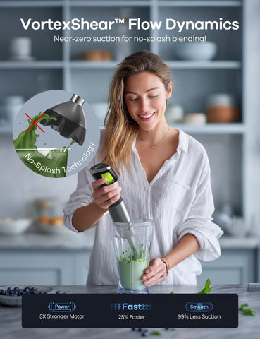 Ganiza vortexshear technology reduces suction for spill-free blending in pots