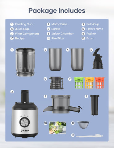 Ganiza juicer ultra-quiet motor ideal for mornings