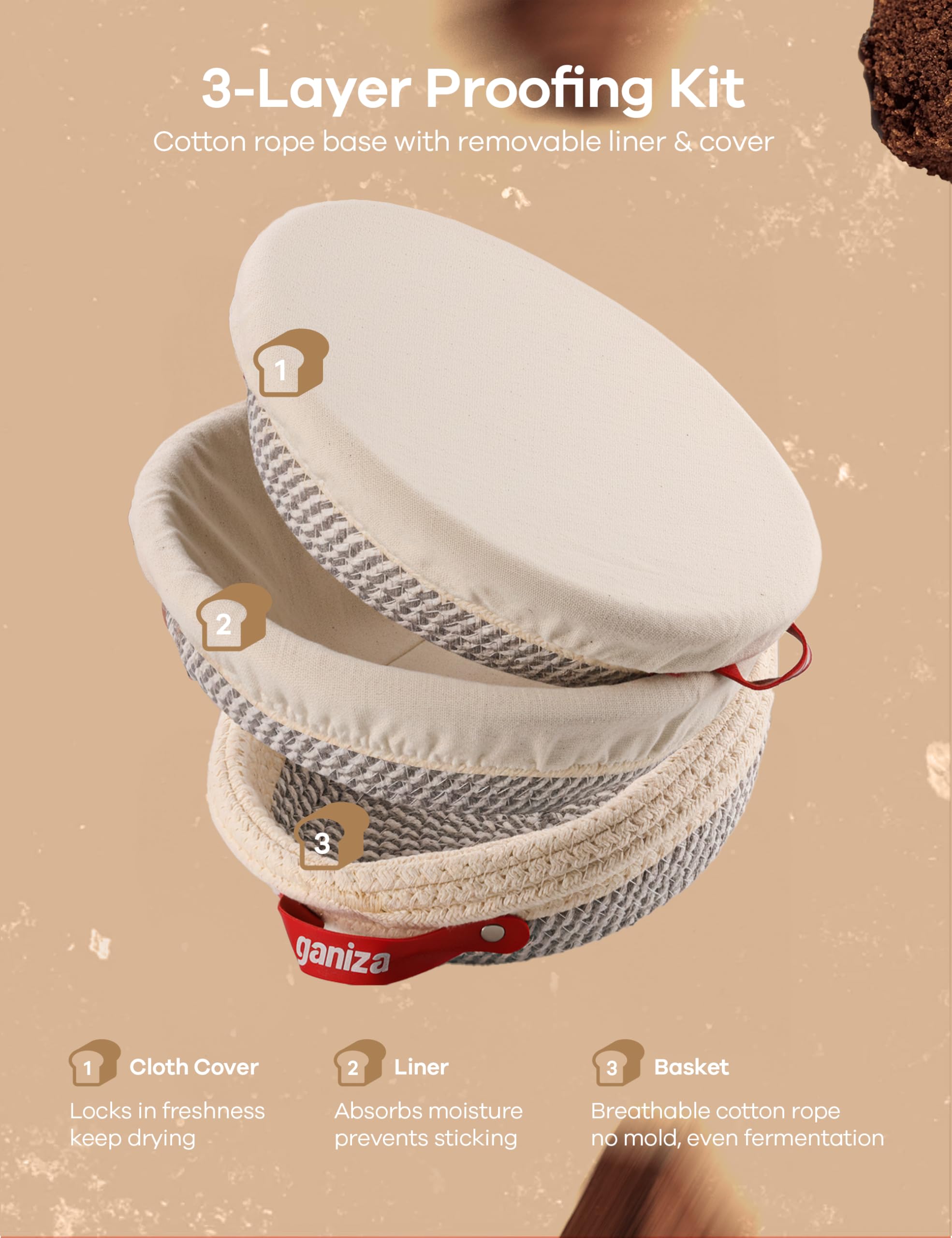 Ganiza cotton rope liner enhances moisture control for consistent proofing