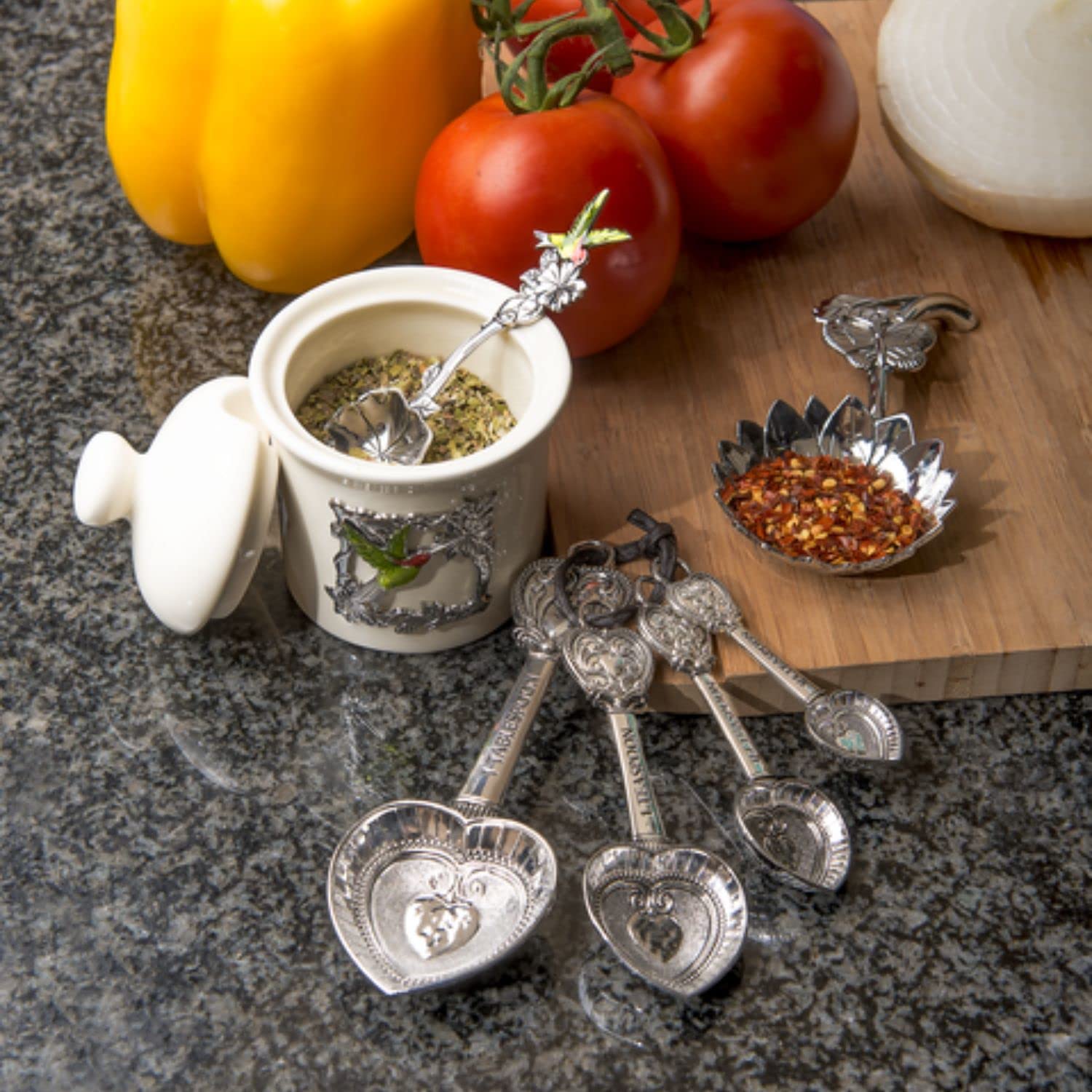 Ganz ER48885 hearts zinc spoons show design on both sides for versatile use
