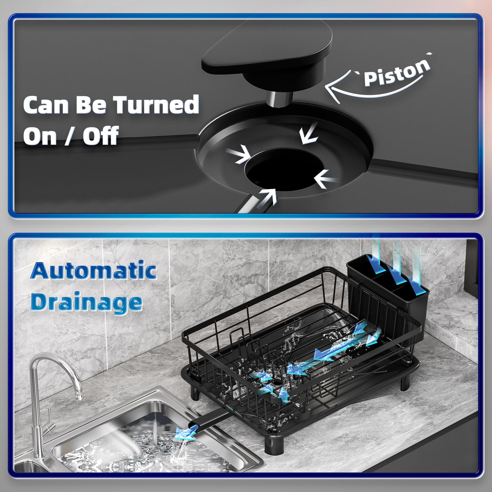 Black GAOKASE dish drainer blends with kitchen decor and resists wear