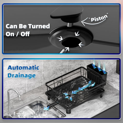 Black GAOKASE dish drainer blends with kitchen decor and resists wear