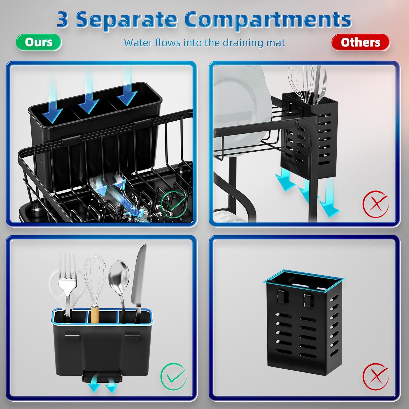GAOKASE rack with non-slip feet protecting countertops