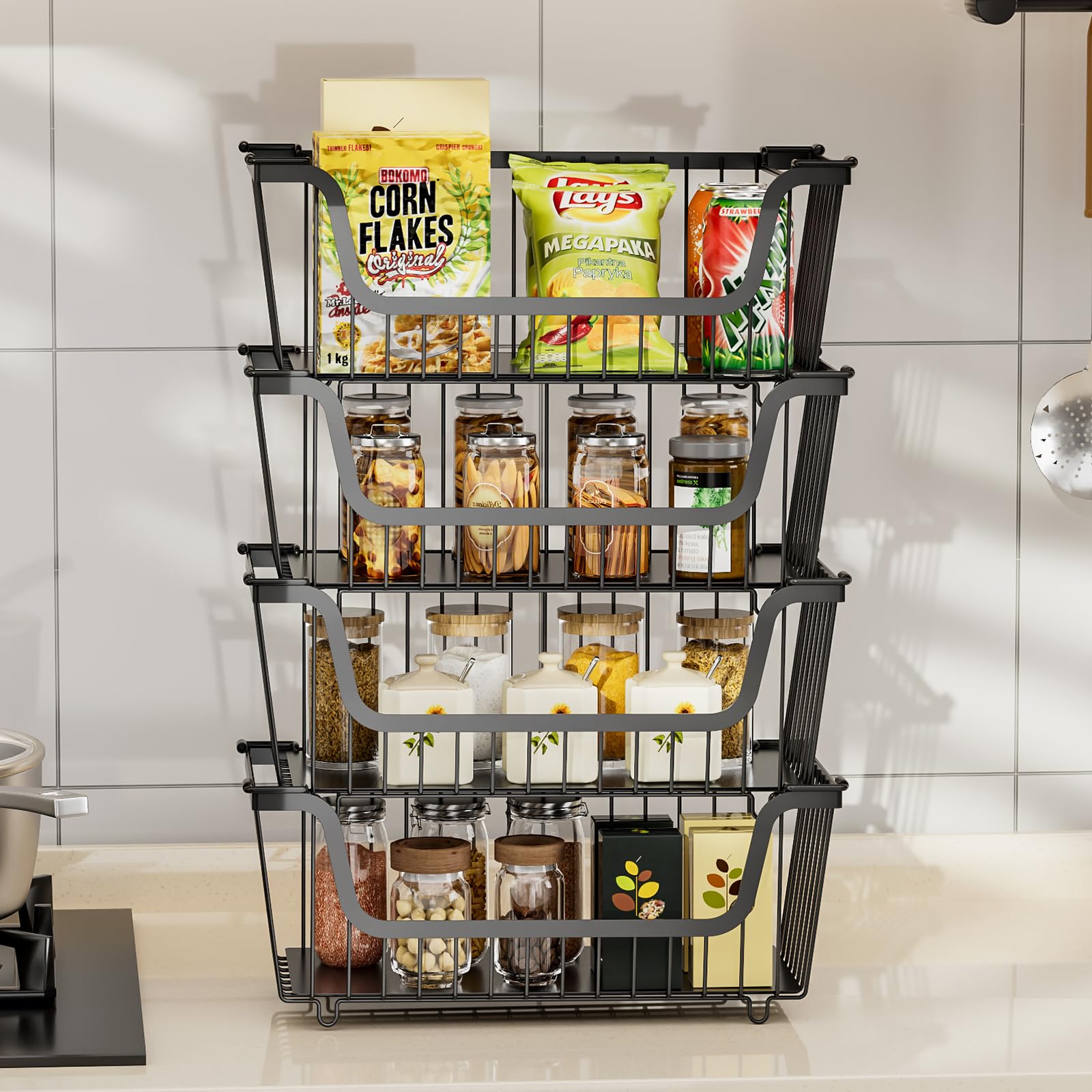 GAOKASE rust-resistant metal baskets keep counters clean and stylish.