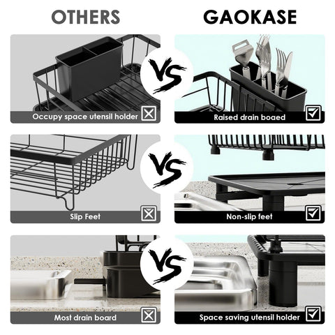 GAOKASE stainless steel dish rack with sturdy construction