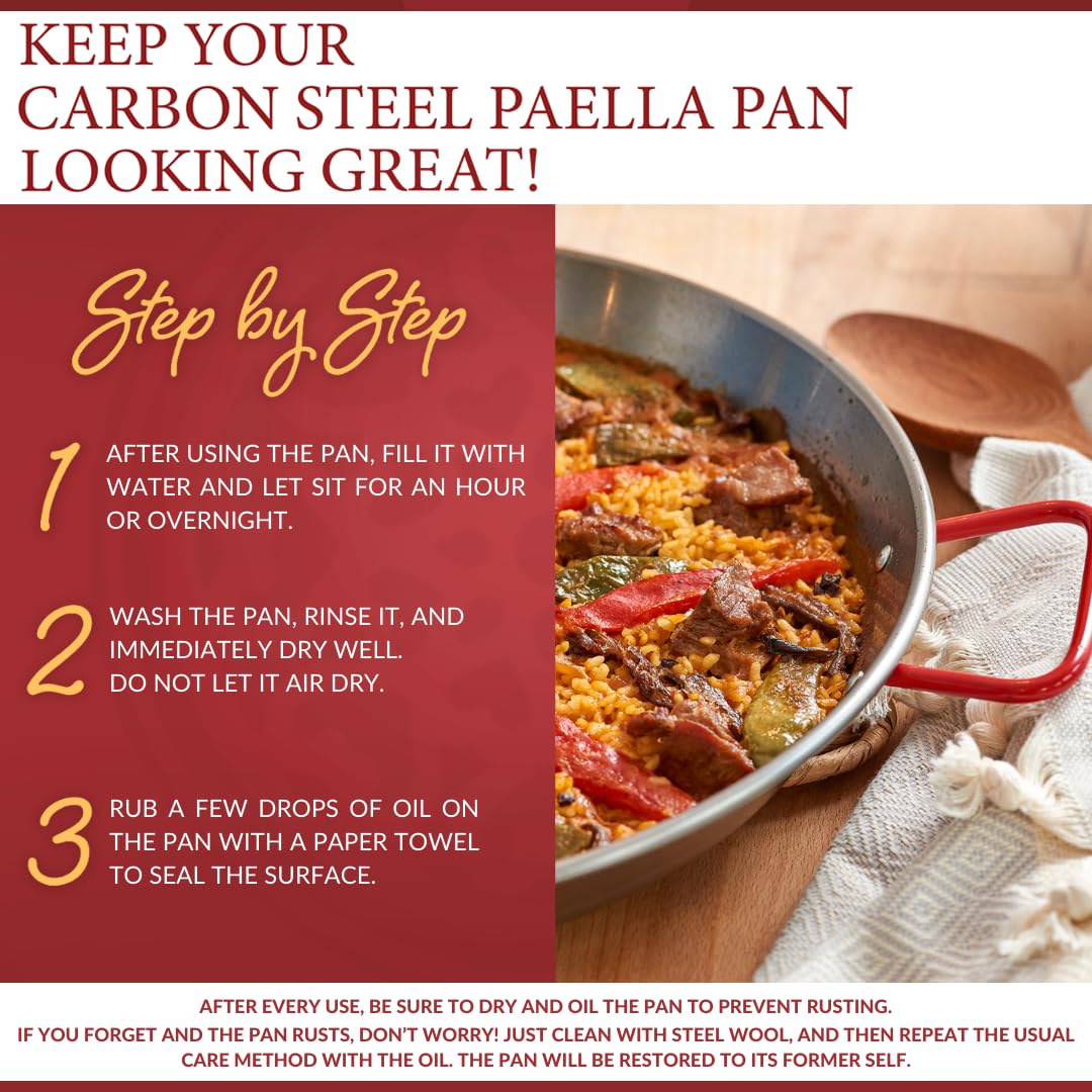 Garcima 34 cm paella pan, extra thick carbon steel and durability.