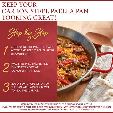 Garcima 34 cm paella pan, extra thick carbon steel and durability.