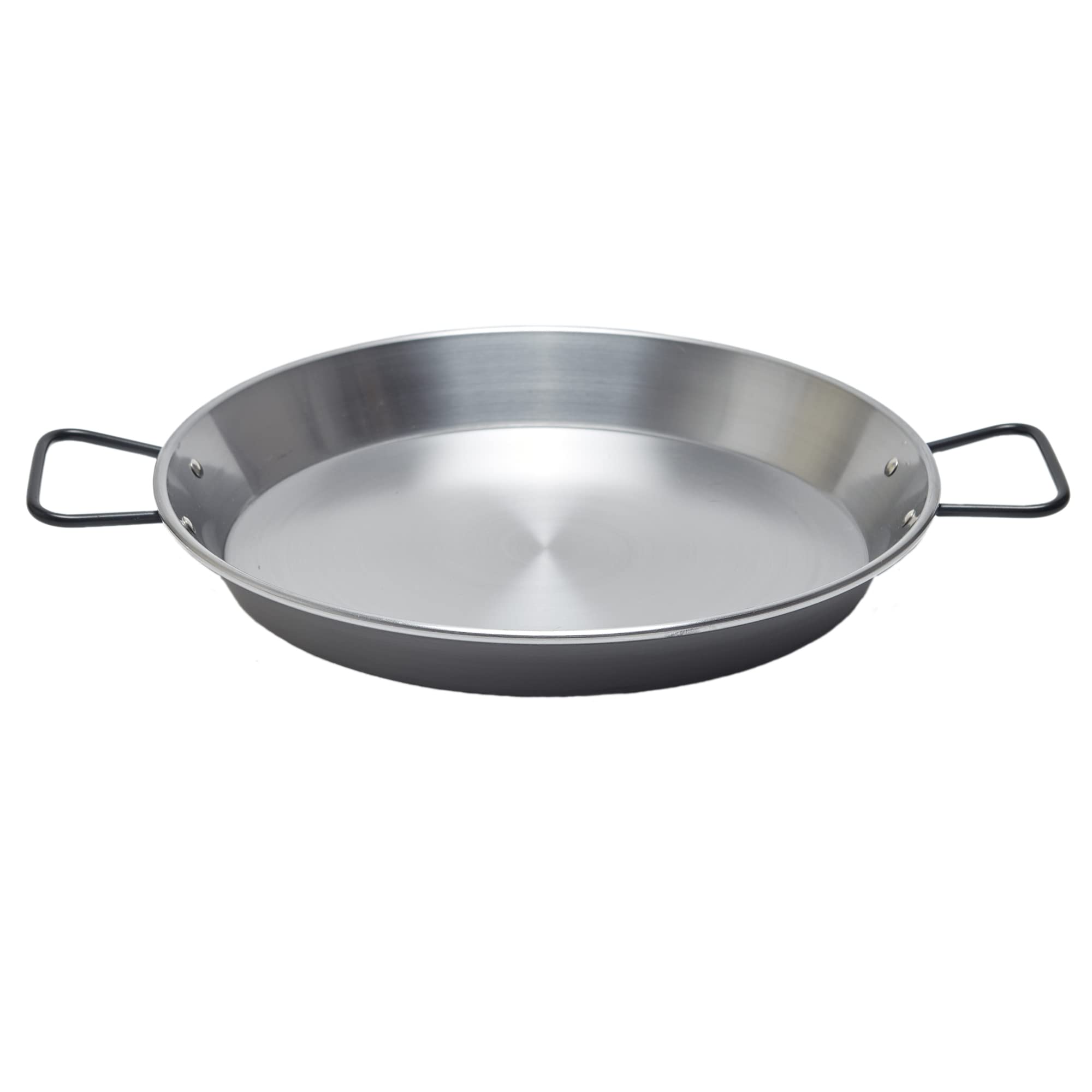 Garcima Pata Negra 34 cm paella pan front view, sturdy carbon steel heats evenly.