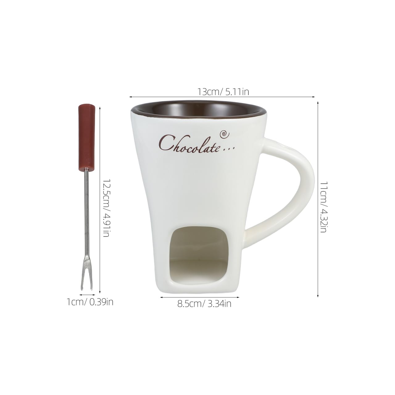 Garneck ceramic fondue pot in set, perfect for molten chocolate or savory cheese.