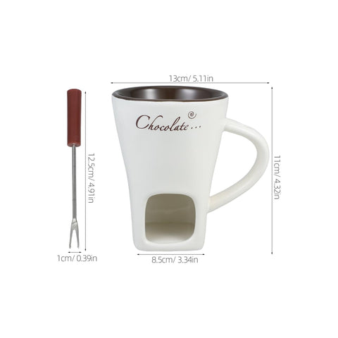 Garneck ceramic fondue pot in set, perfect for molten chocolate or savory cheese.