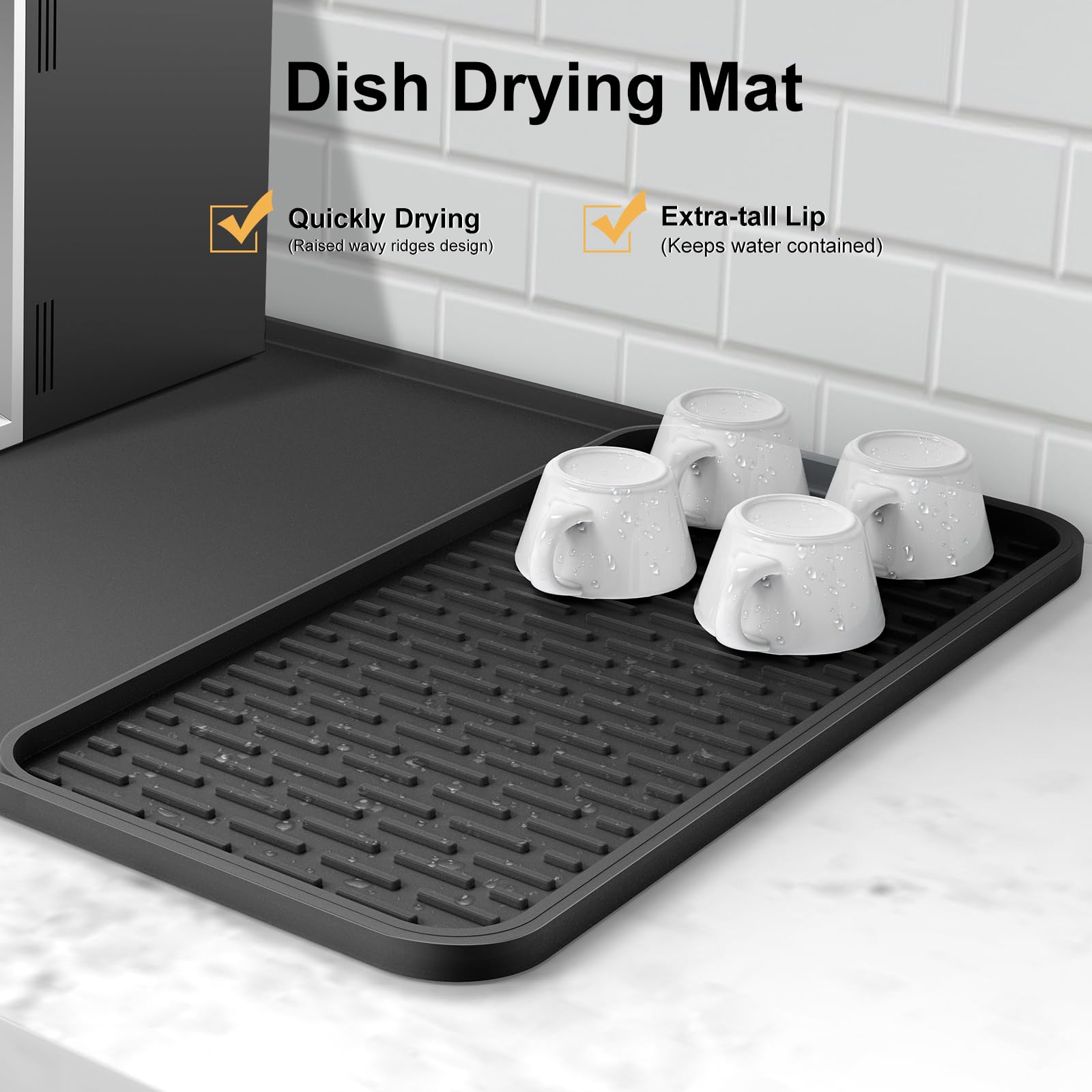 Garolue coffee bar mat with detachable drying mat for air drying accessories.