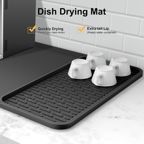 Garolue coffee bar mat with detachable drying mat for air drying accessories.
