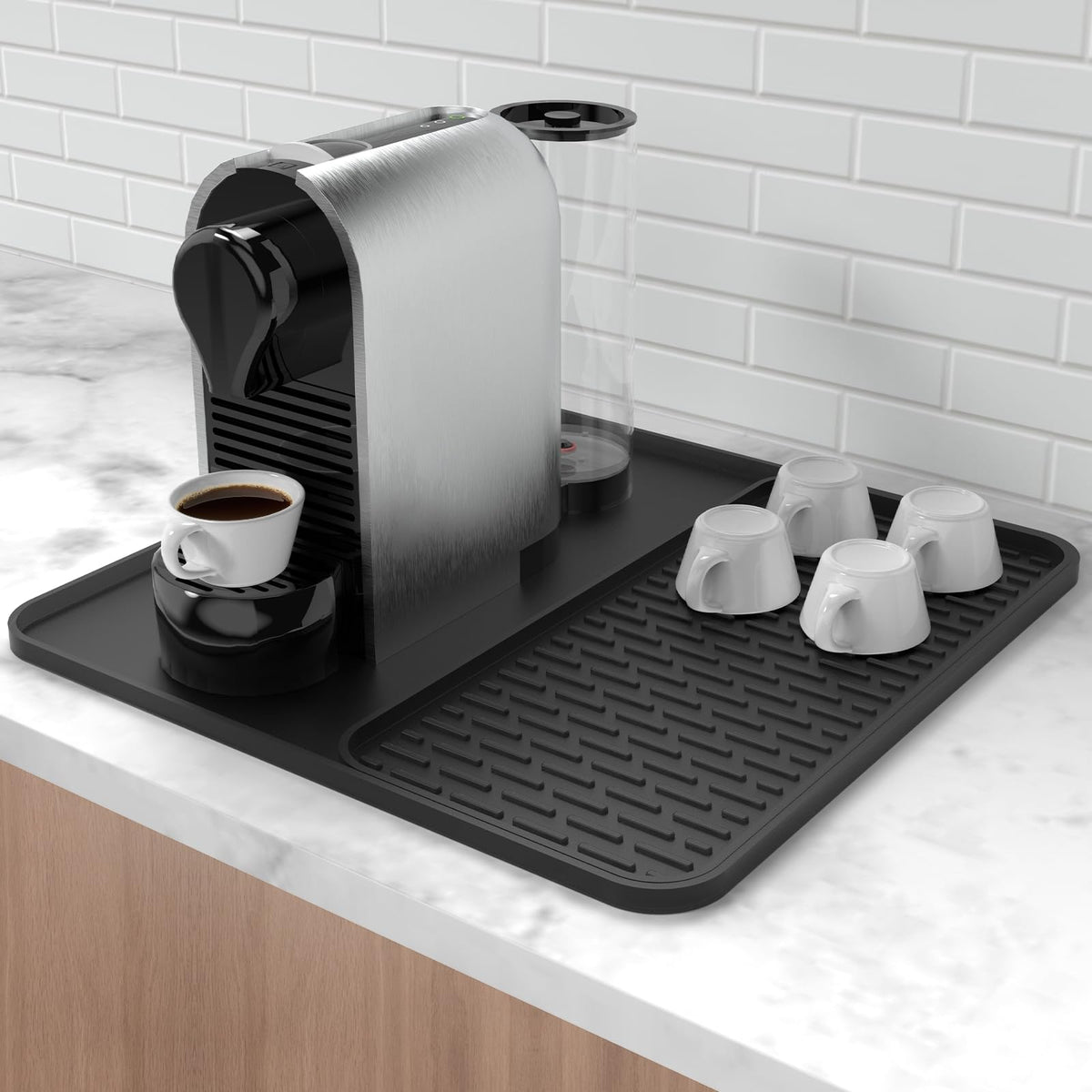 Garolue silicone coffee mat 16x16 with non-slip surface protects countertops.