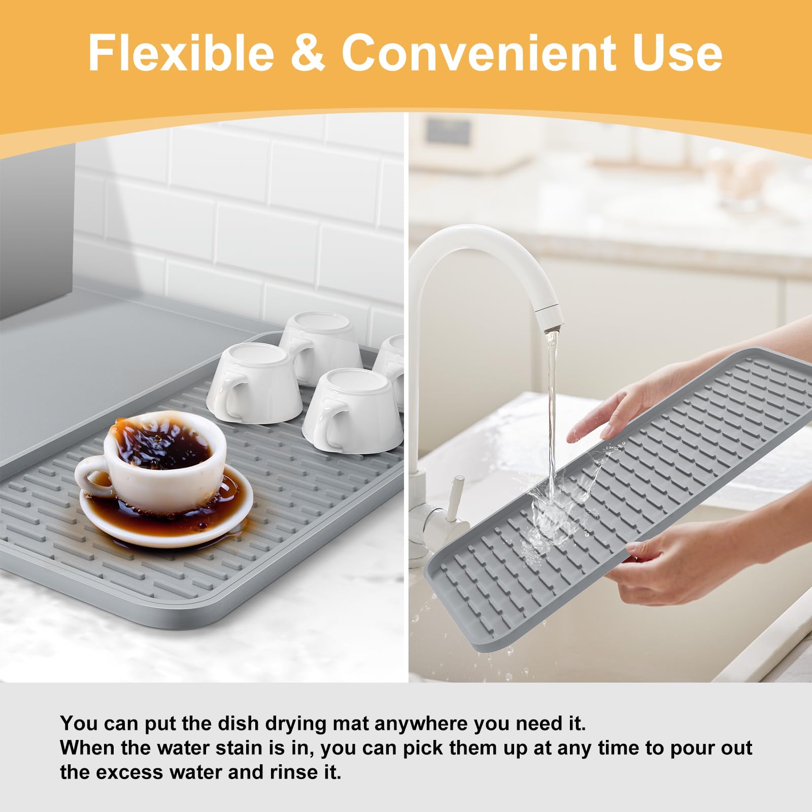 Garolue heat-resistant mat safeguards countertops from heat and scratches.