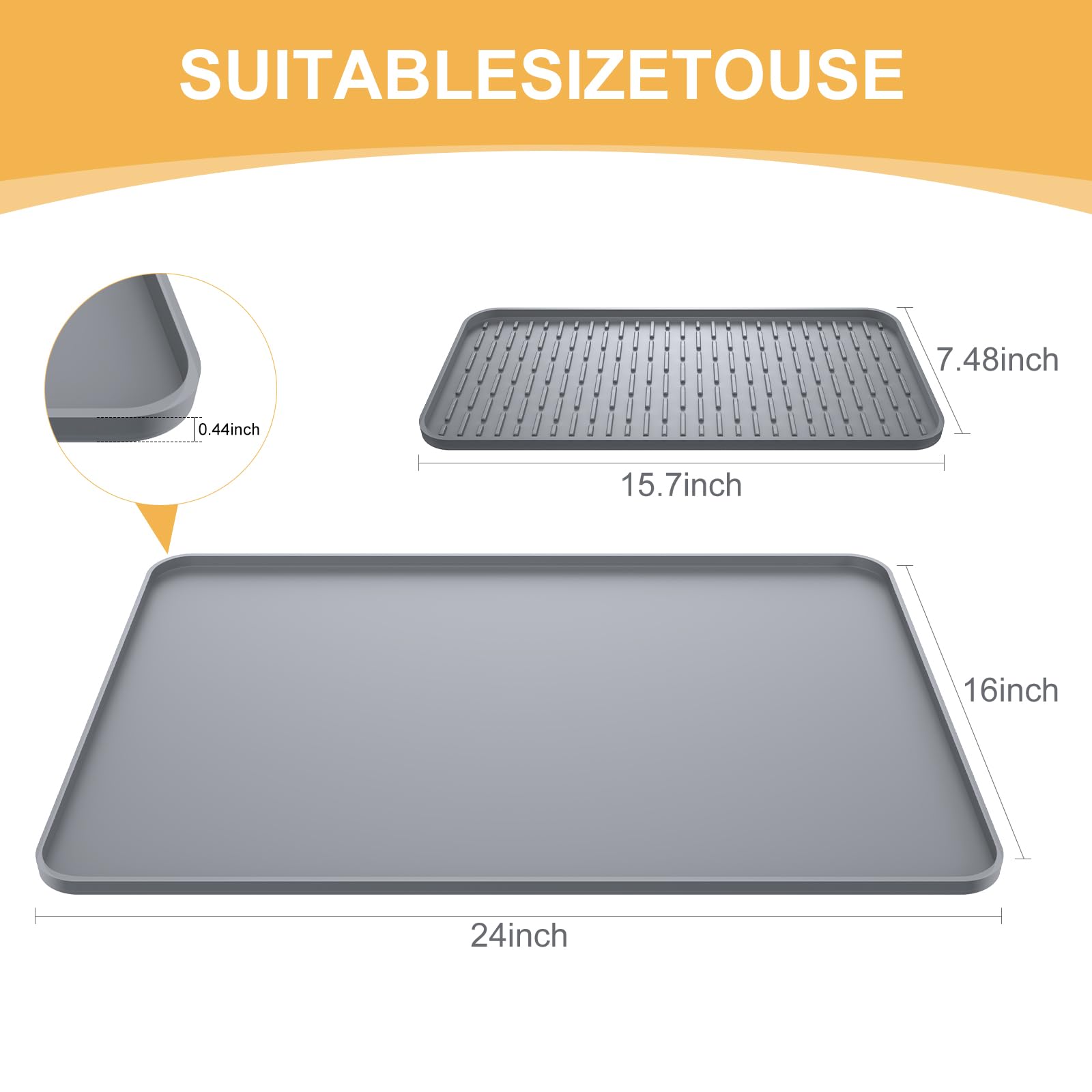 Garolue raised edge contains spills for a cleaner counter.