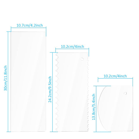 Grarry clear acrylic cake scrapers provide visibility during decorating.