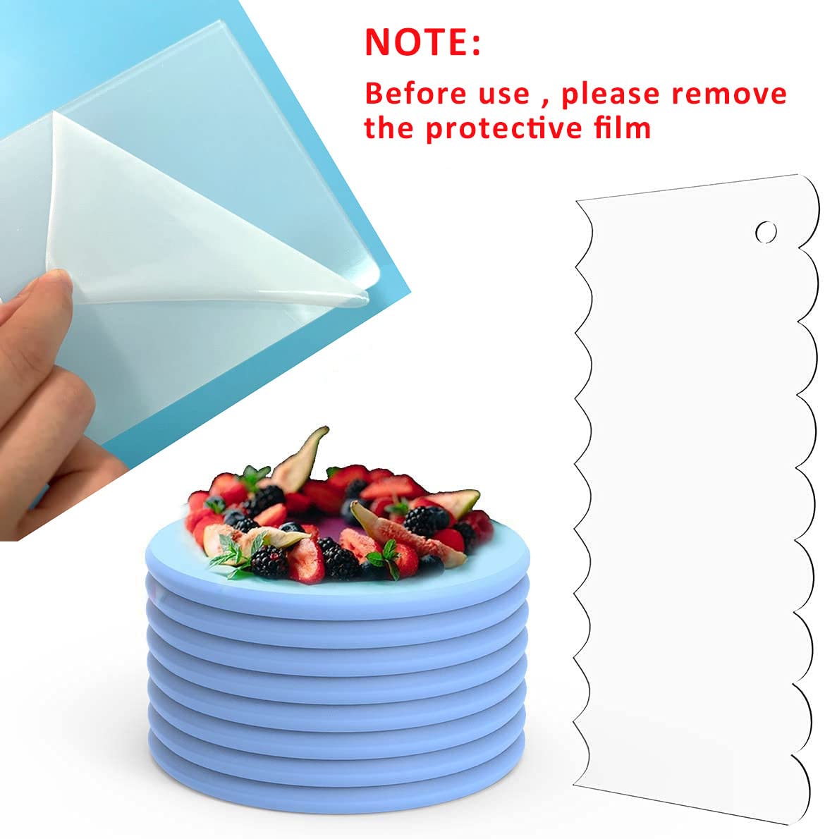 Grarry precision-edge tool helps craft sharp borders on larger cakes.
