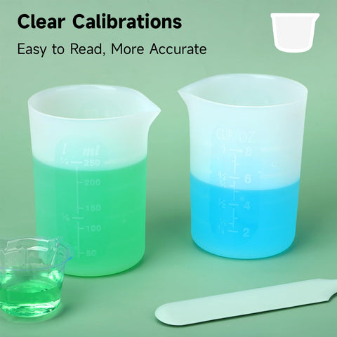 Gartful cups show OZ and ML scales for accurate measurements.