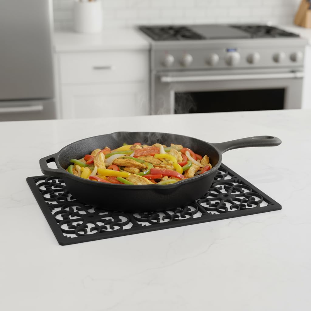 GASARÉ non-slip silicone trivet stays put during cooking tasks.
