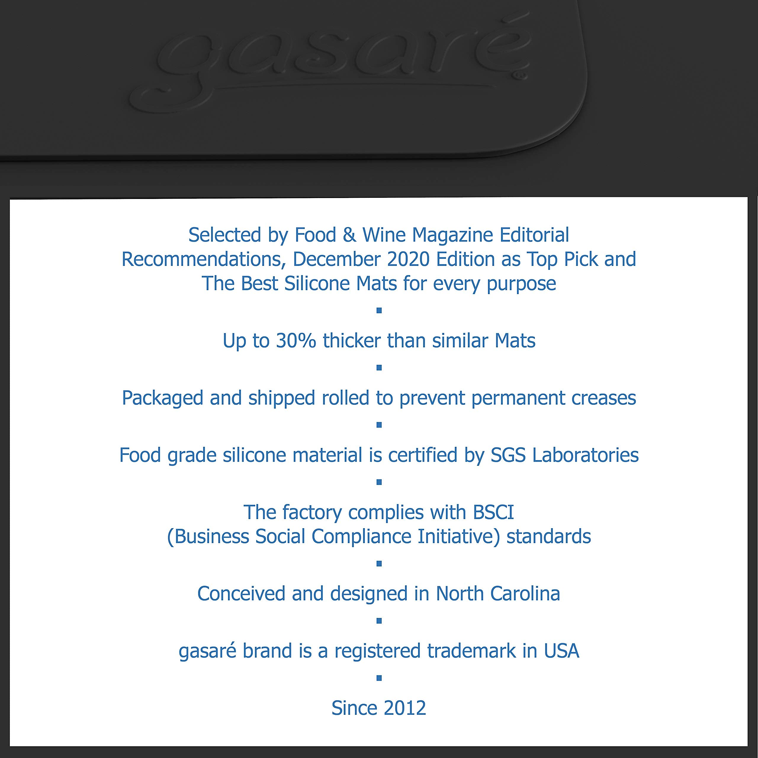 Gasare 1.4mm-thick silicone mat provides a durable, slip-free work surface.