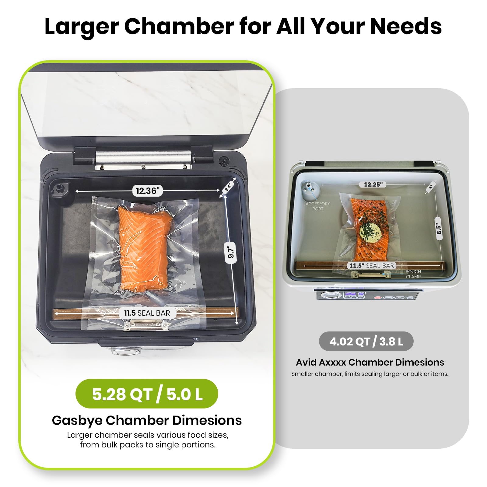 External air suction hose connects to the chamber for full sealing control.