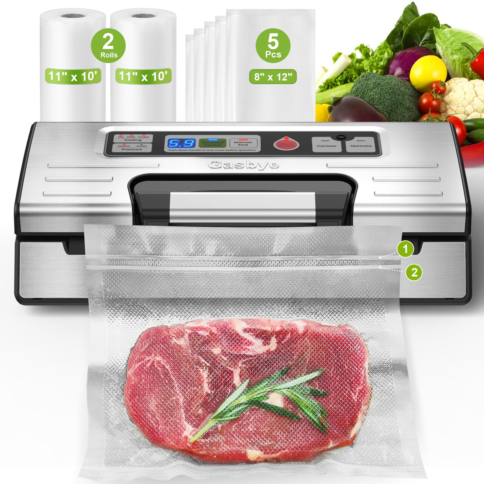 Gasbye vacuum sealer showing strong suction for airtight sealing