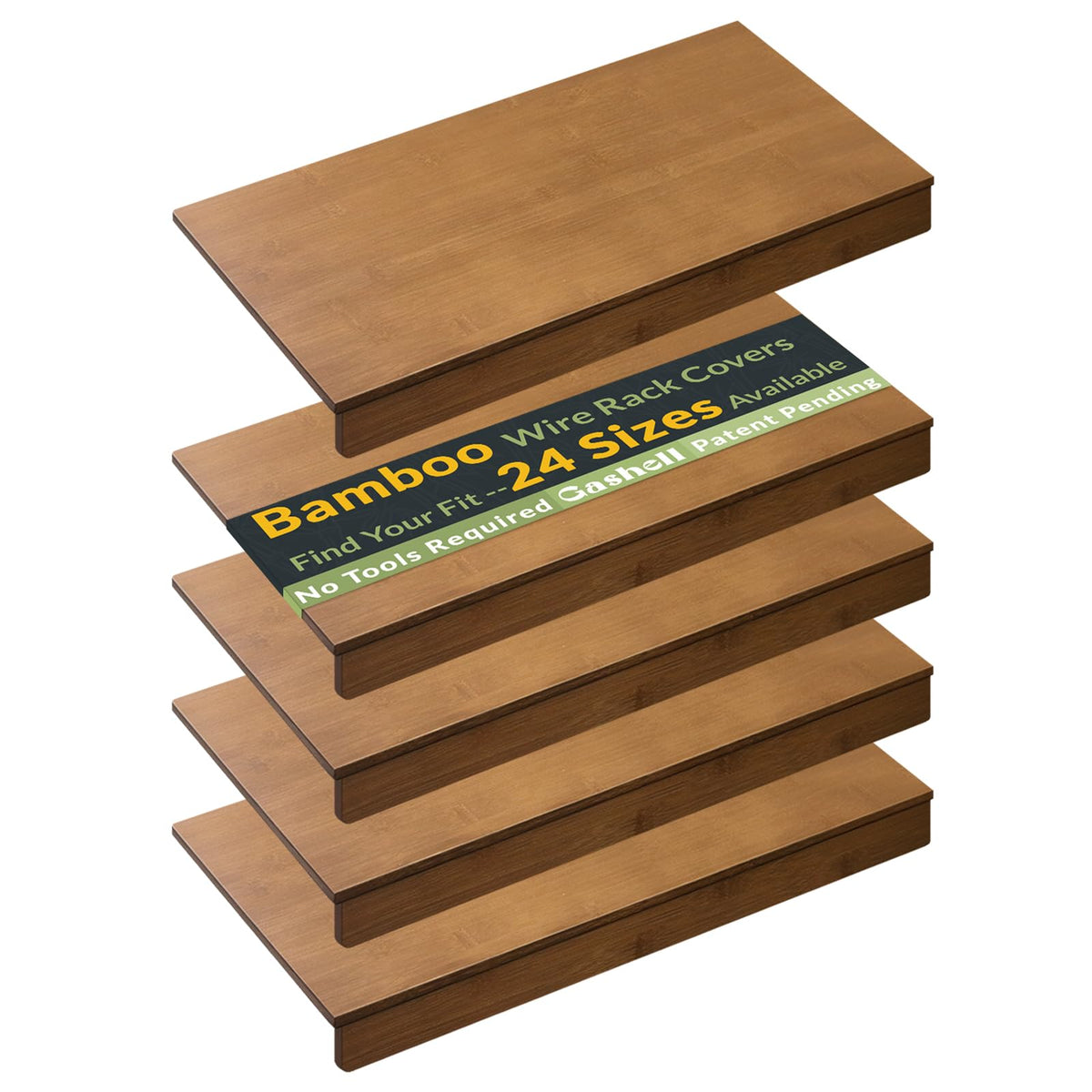 Gashell bamboo wire shelf cover on pantry on-shelf highlights natural grain and neat organization.