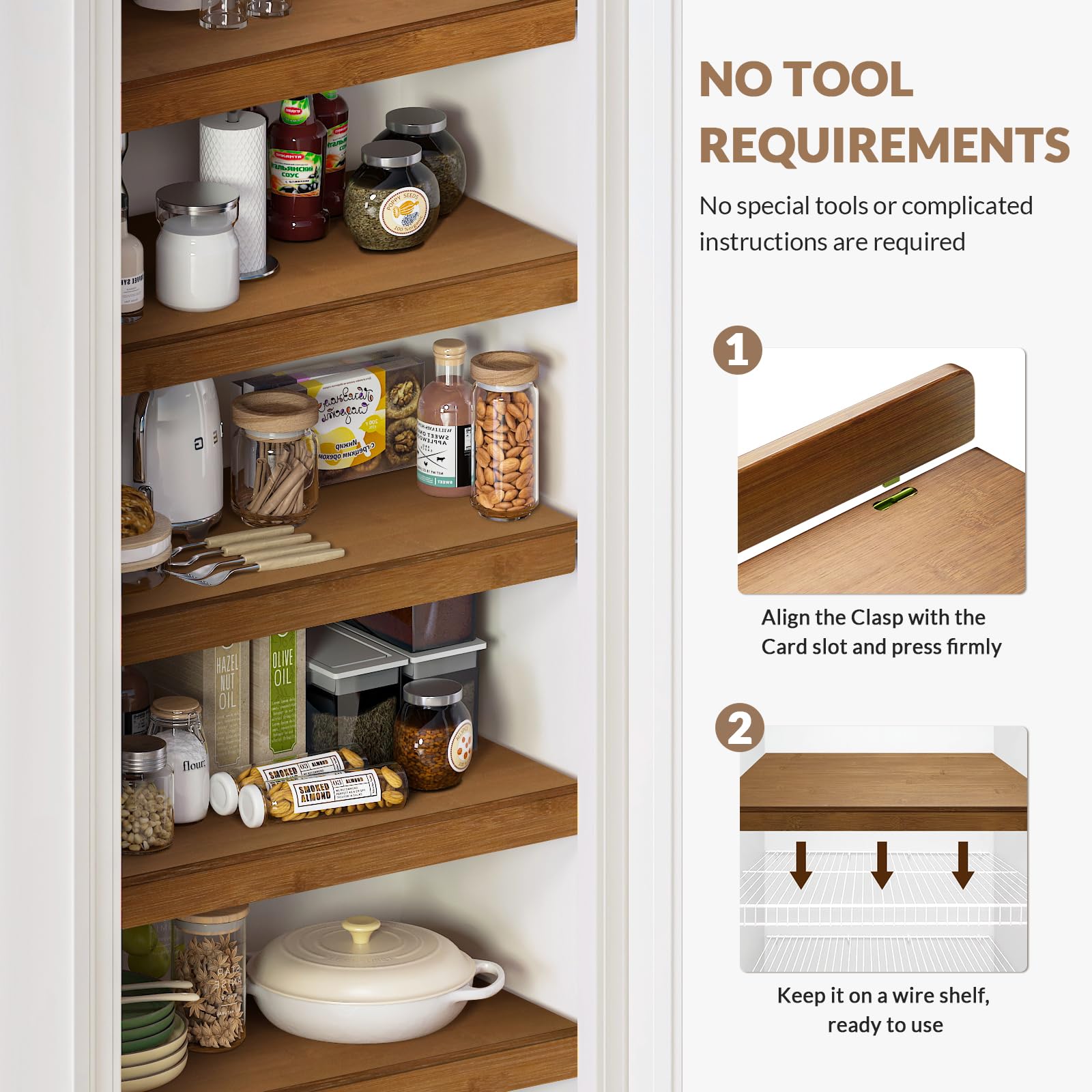 Eco-friendly bamboo with sanded finish preserves wood grain and warmth