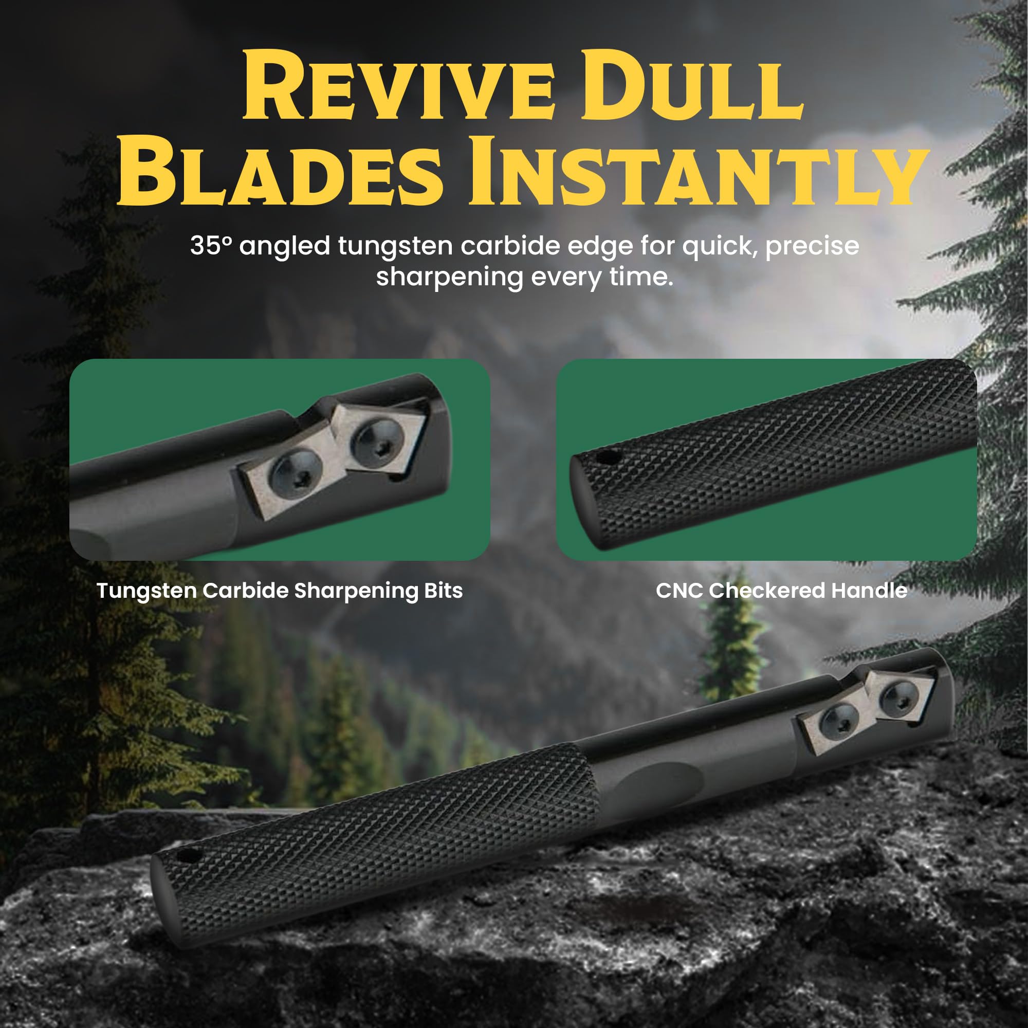 Gatco Edgemate side handle view showing ergonomic grip for easy sharpening