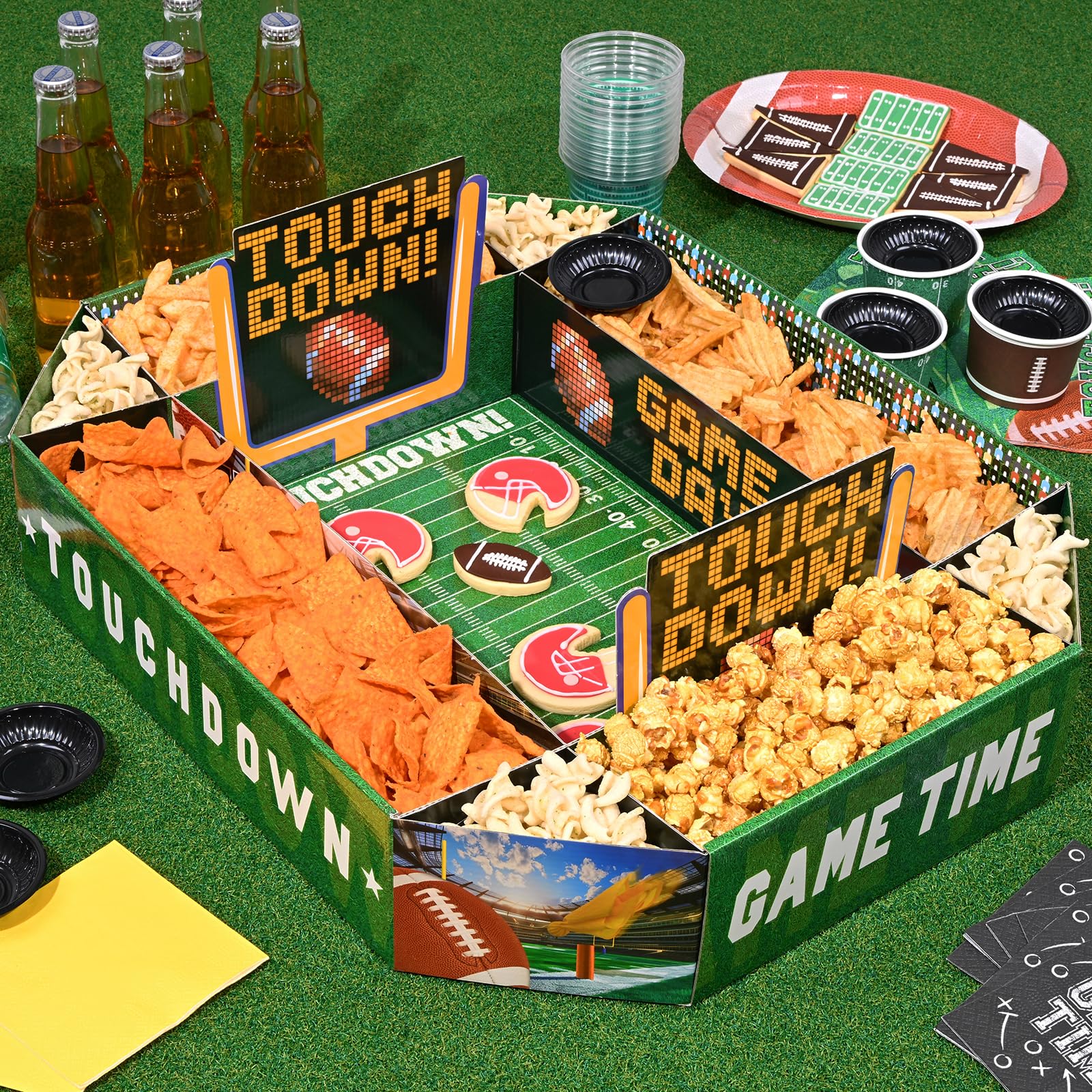 Gatherfun food tray kit with dedicated areas simplifies serving at parties.