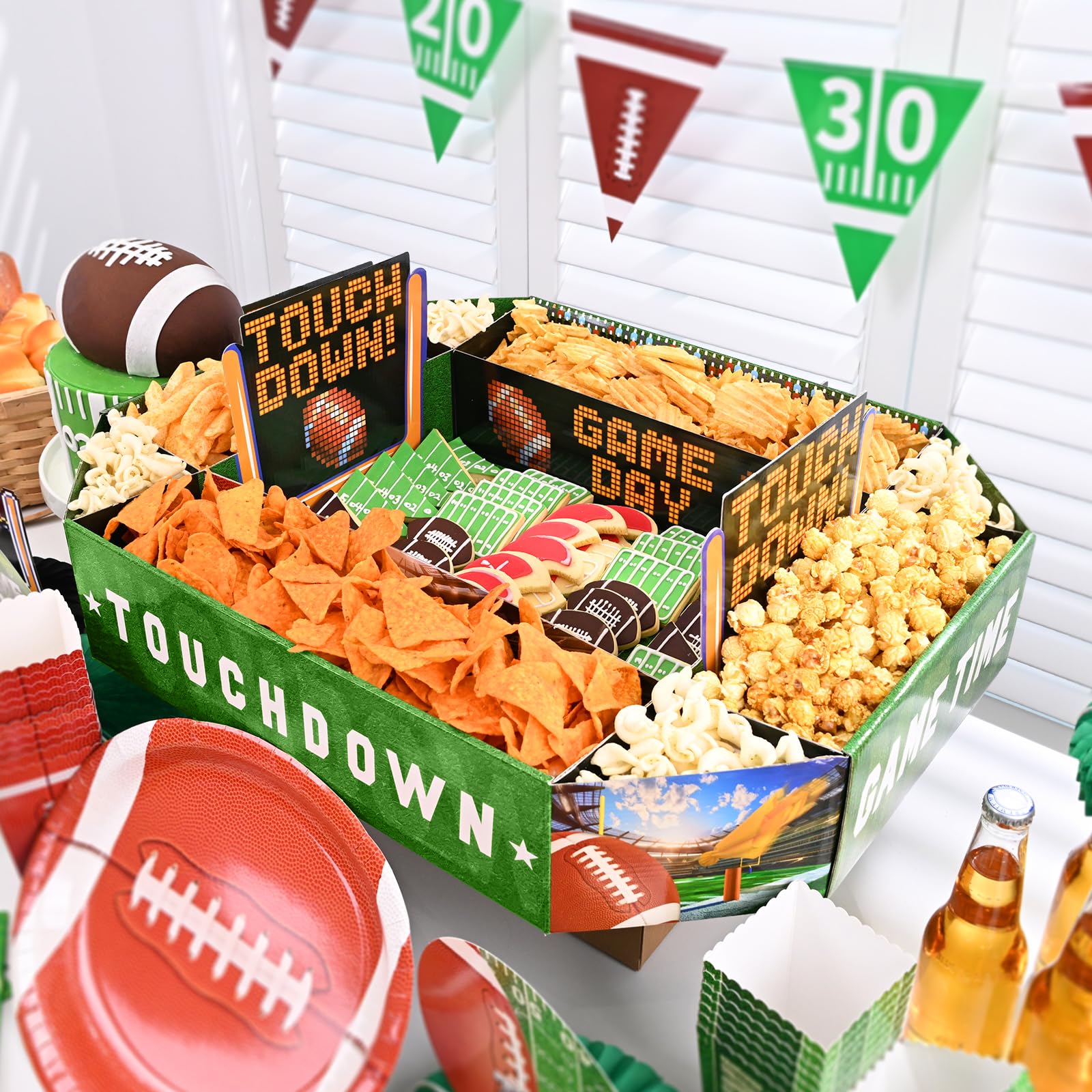 Gatherfun football tray measures 19.7 by 24.8 inches for ample display space.