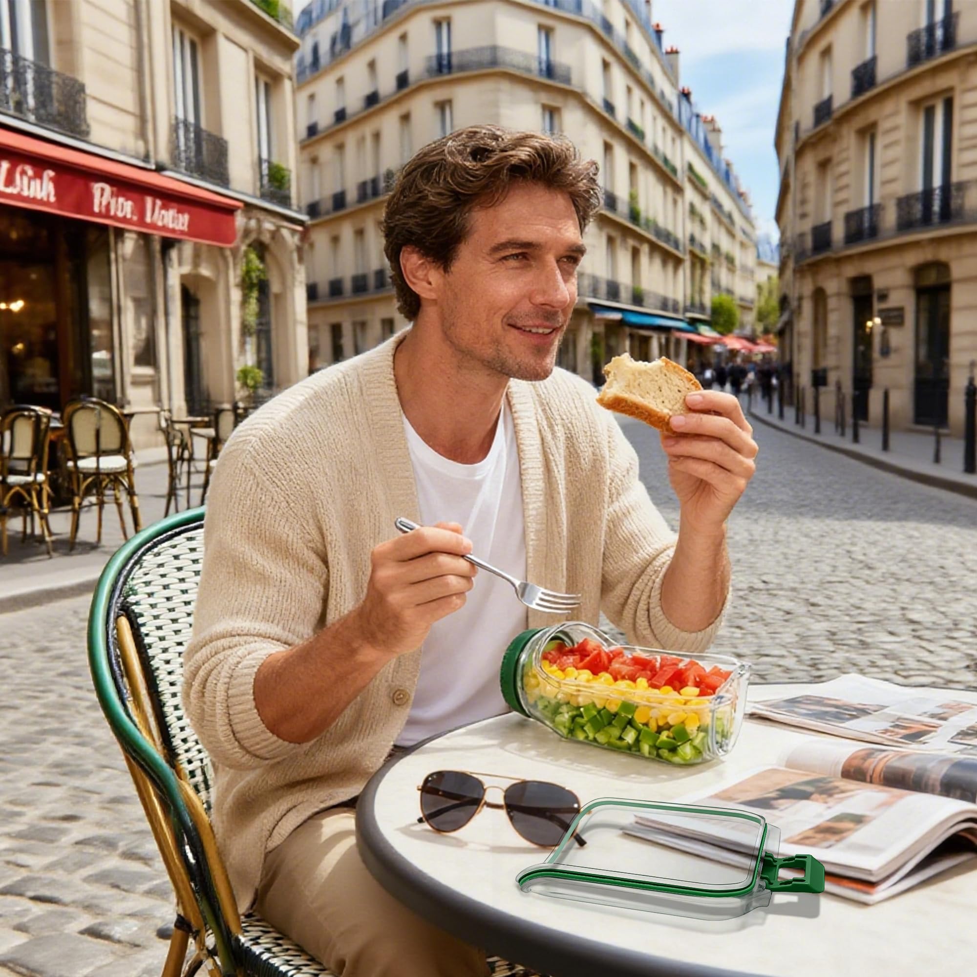 gaulofo salad container lid doubles as a bowl for snacks on the go