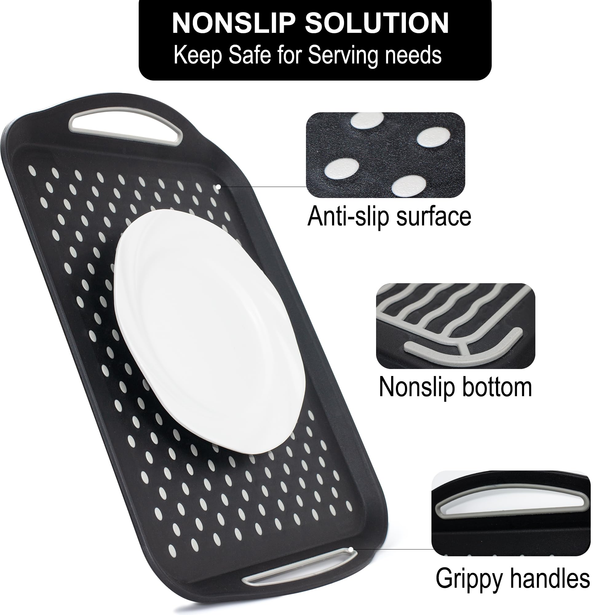 Gayimei nestable tray set of two saves space when stored.