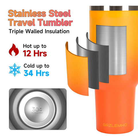 GAZLEMHO 2-in-1 lid with straw and spout offers flexible sipping.