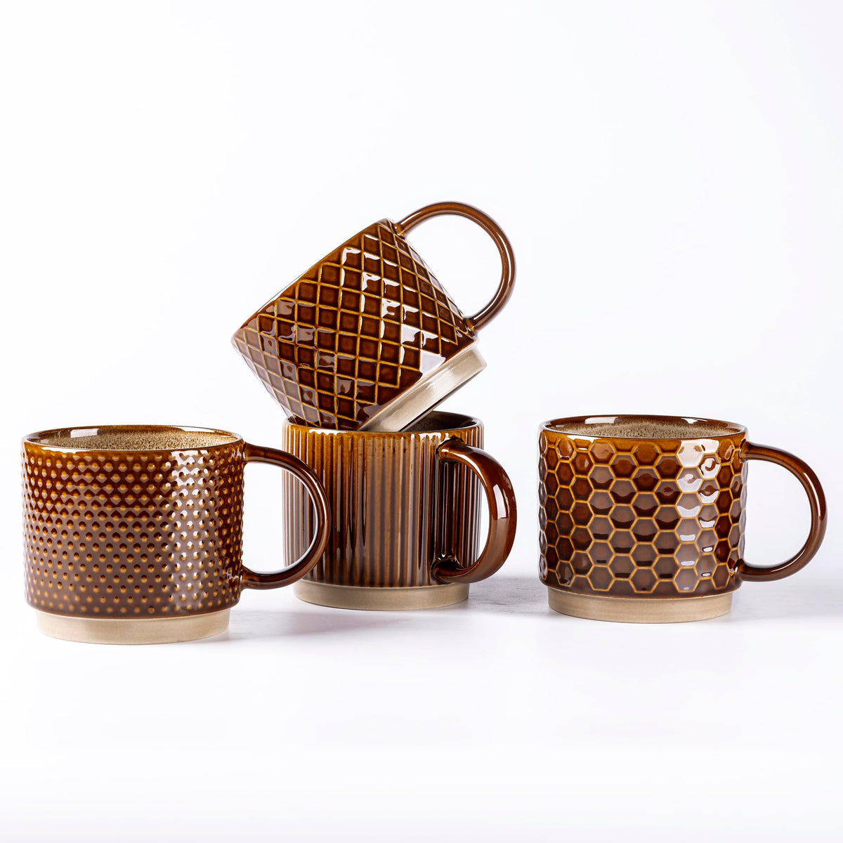 GBhome 6 oz stackable mug with embossed texture for everyday coffee.