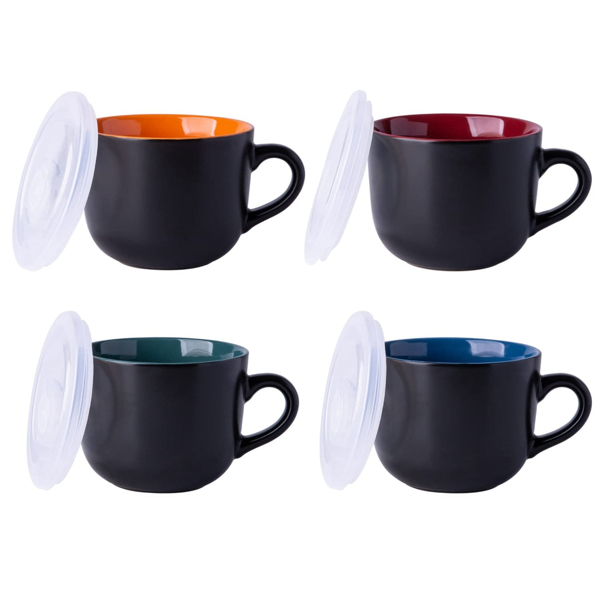 GBHOME ceramic soup mug with lid 24oz keeps heat in and prevents spills