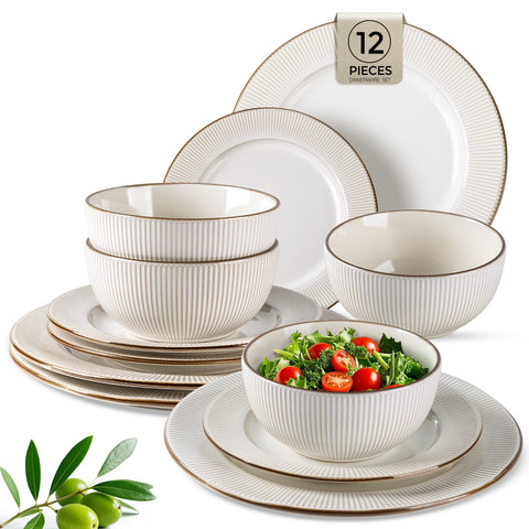 GBHOME embossed dinner plates for an elegant table setting and easy stacking.