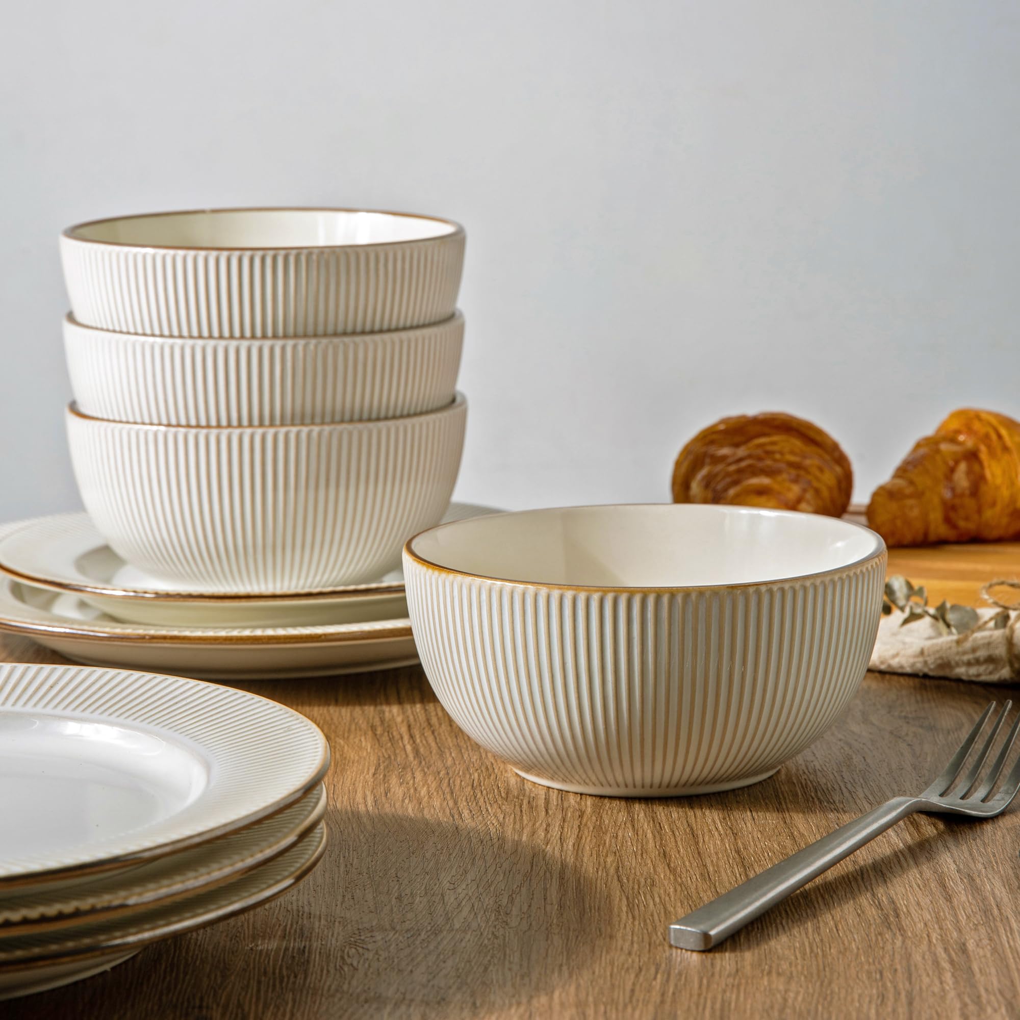 GBHOME embossed rim detail adds contrast for a refined dining look.
