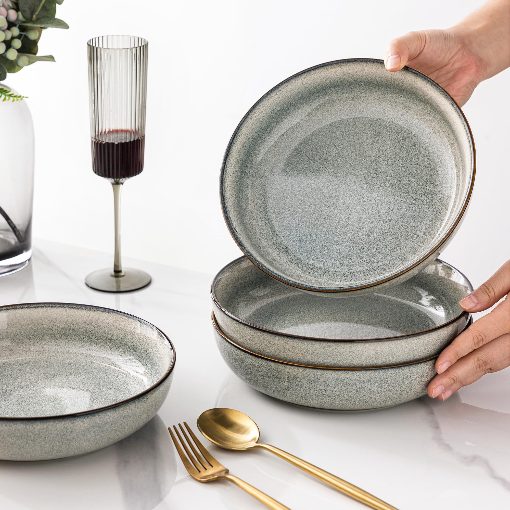GBhome green-wheat glaze tableware adds a warm, inviting look.