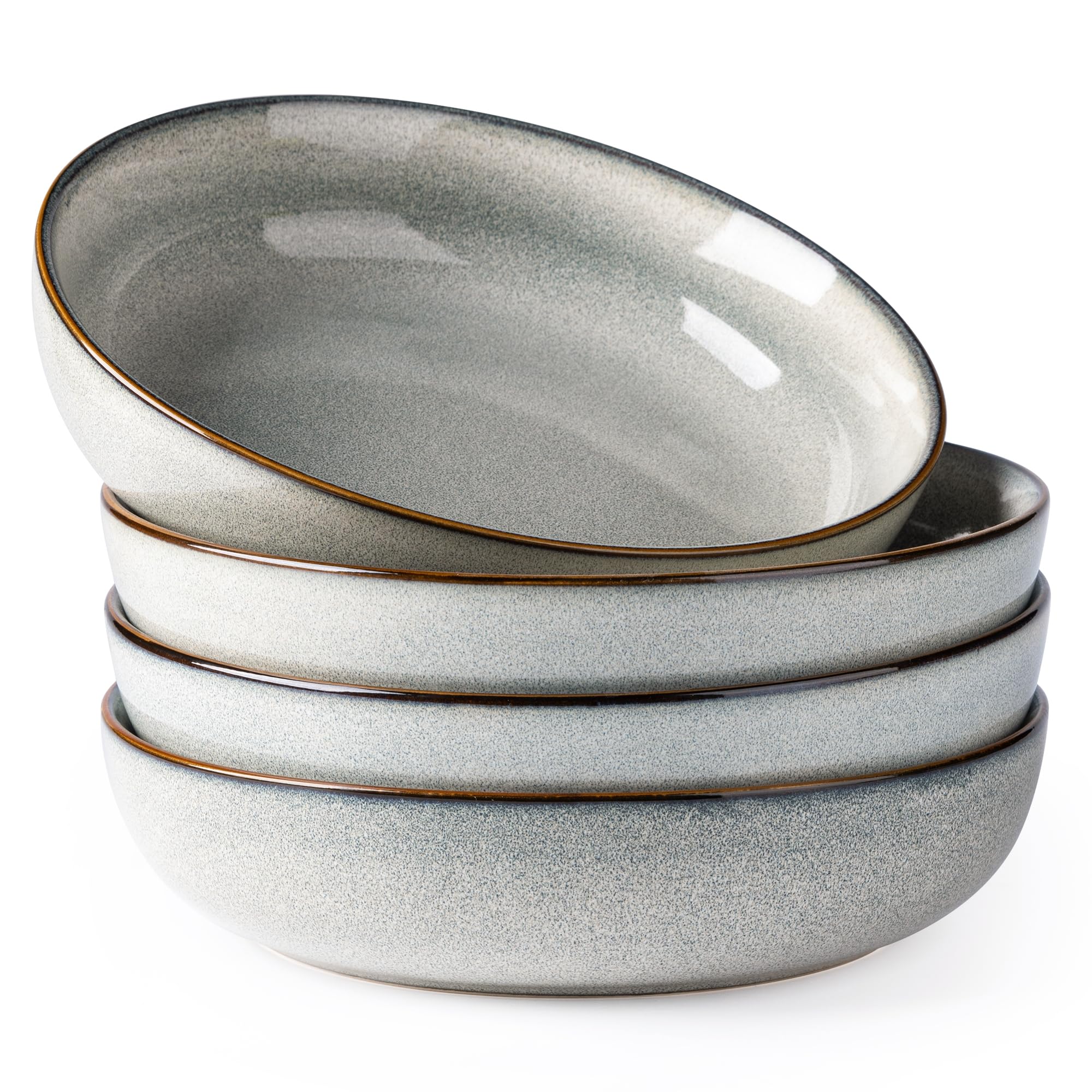 GBhome large ceramic pasta bowl with green-wheat glaze for generous servings.