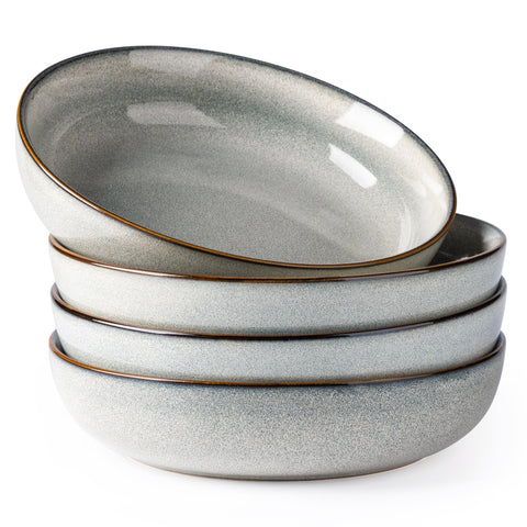 GBhome large ceramic pasta bowl with green-wheat glaze for generous servings.
