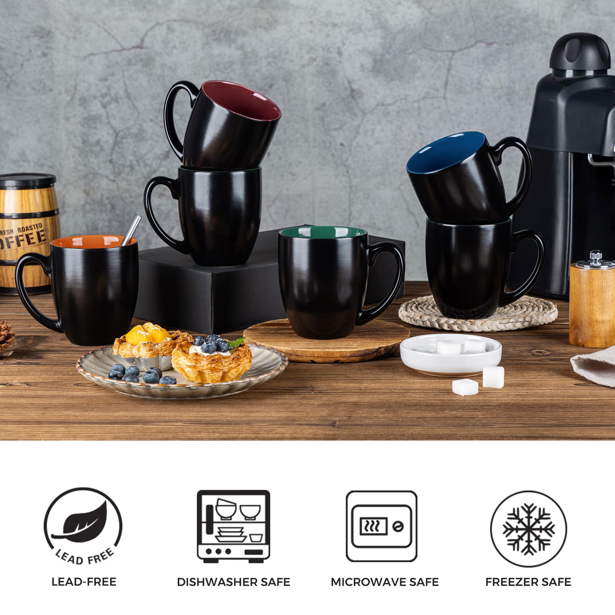 GBhome matte-black mugs on kitchen table add modern style