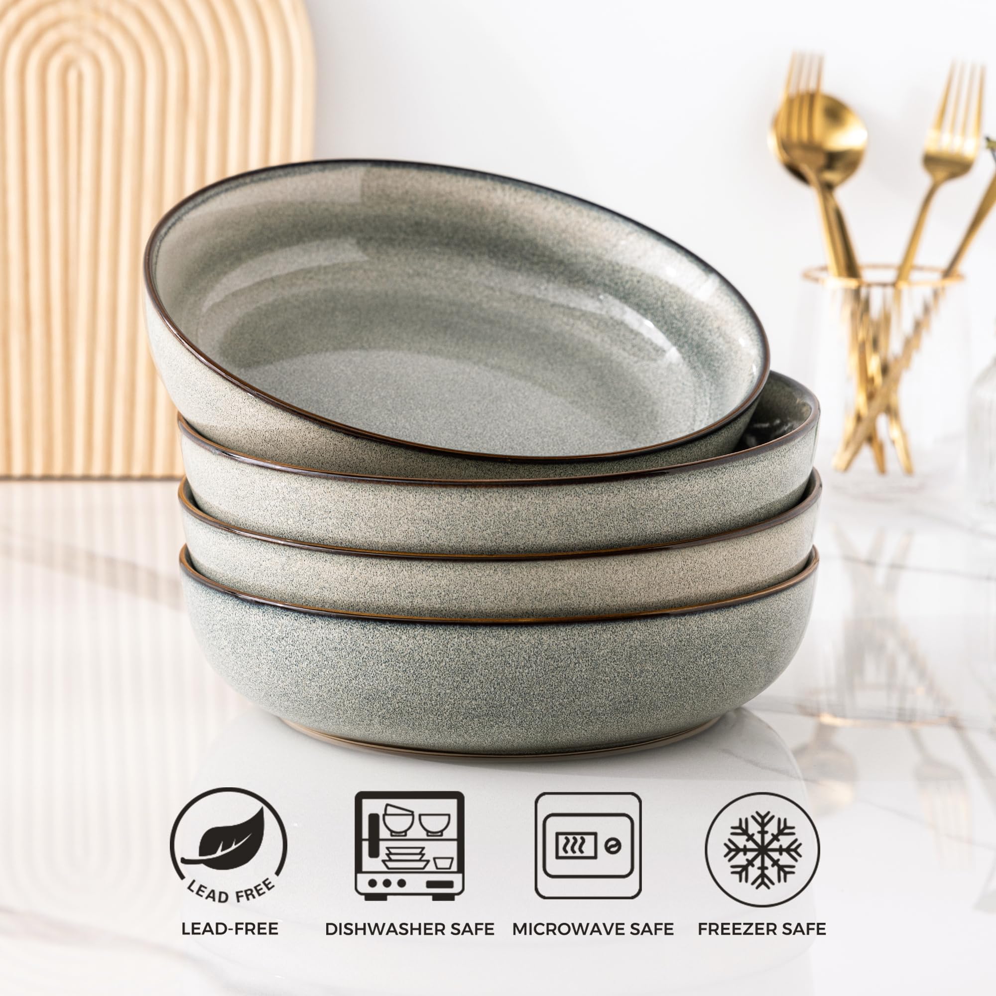 GBhome stackable stoneware bowls save cabinet space in small kitchens.