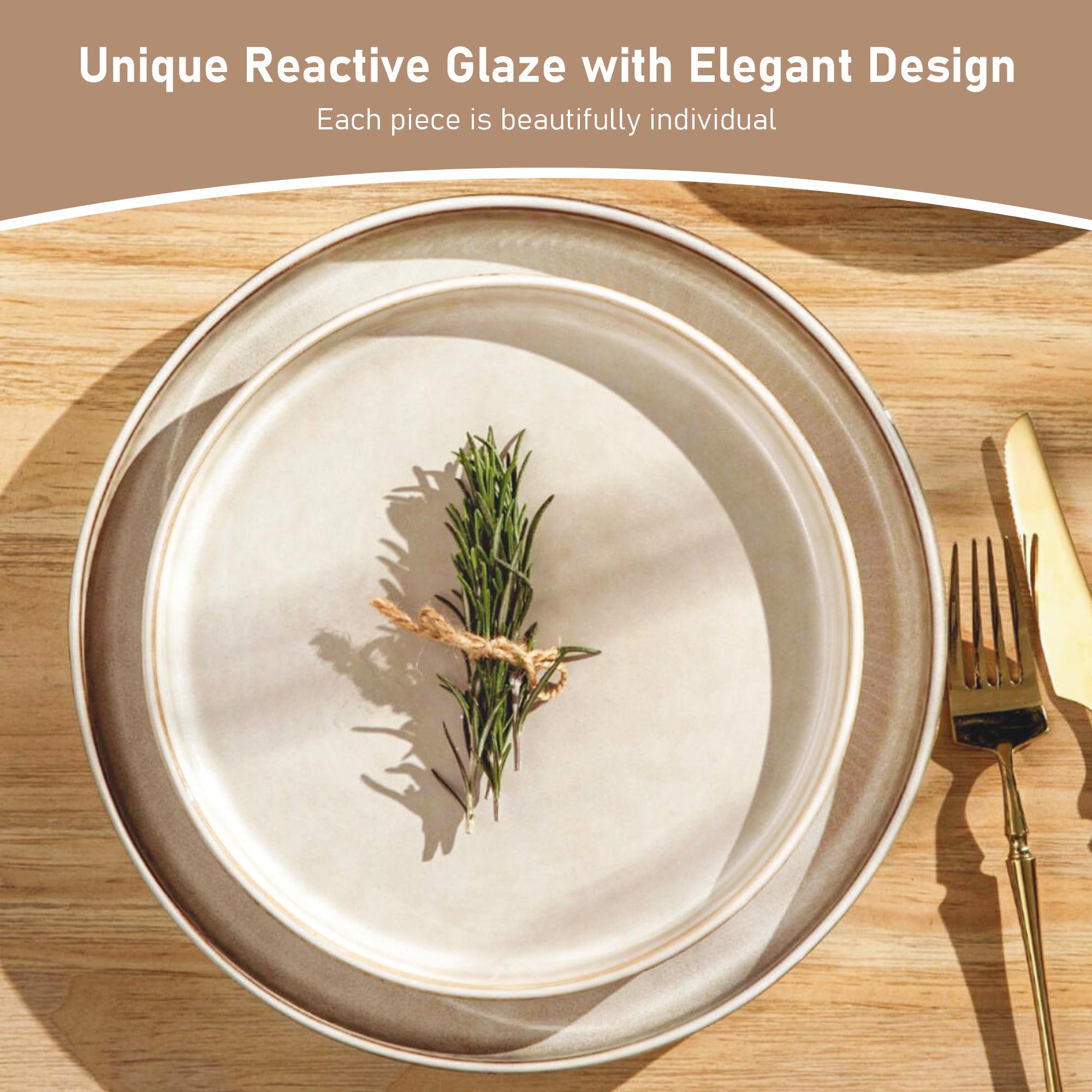 GBHOME stoneware set for 4 – salad plates with reactive glaze finish.