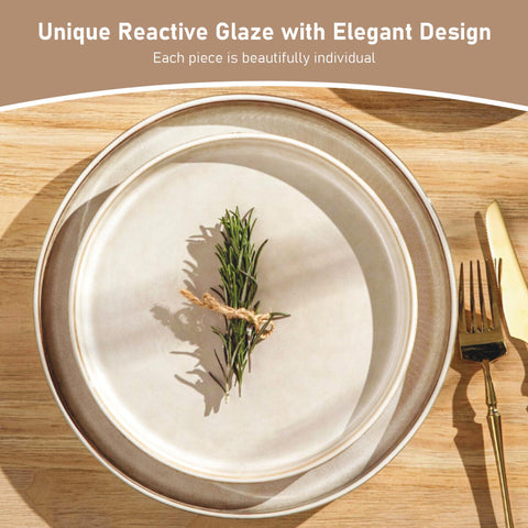 GBHOME stoneware set for 4 – salad plates with reactive glaze finish.