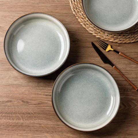 GBhome wide deep pasta bowl with reactive glaze for stylish table presentation.