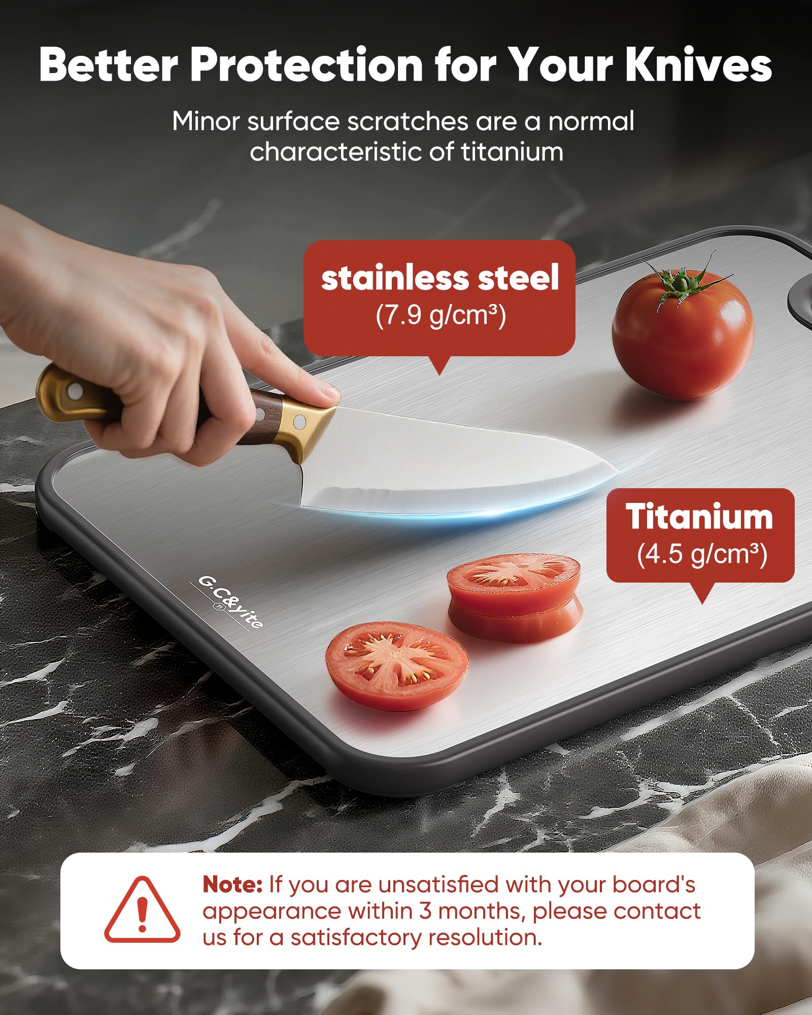 G.C&yite titanium cutting board meat side emphasizes hygiene and edge protection