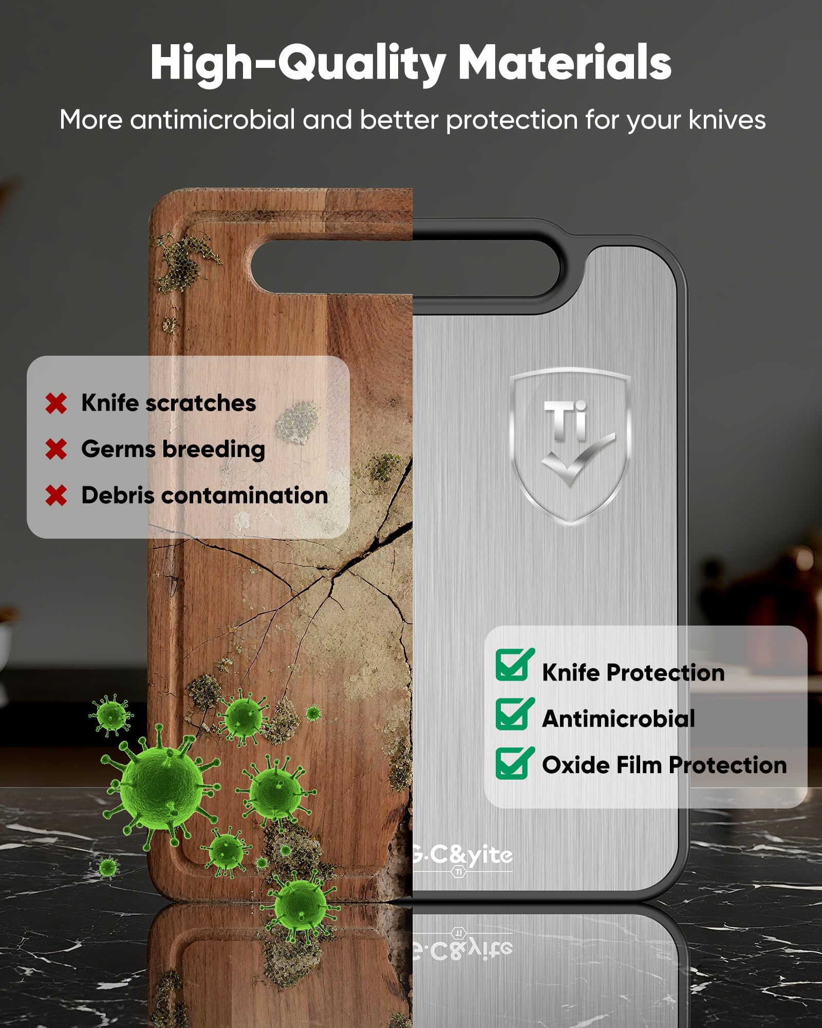 G.C&yite titanium cutting board lightweight design eases daily tasks